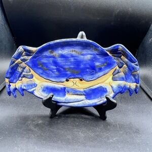 Blue Crab Ceramic Plate by Kathy Hatch Collection